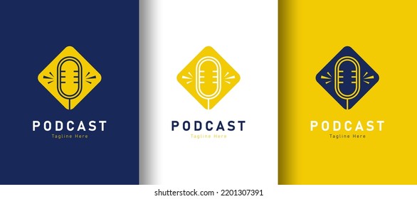 Detailed podcast logo on different colored background