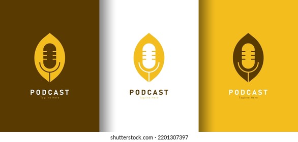 Detailed podcast logo on different colored background