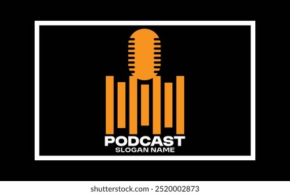 Detailed podcast logo template Free Vector	
