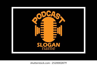 Detailed podcast logo template Free Vector	
