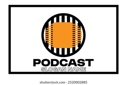 Detailed podcast logo template Free Vector	
