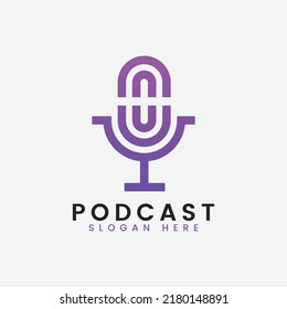 Detailed podcast logo template  Vector