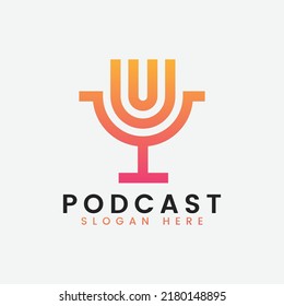 Detailed podcast logo template  Vector