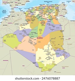 Detailed political map of Algeria