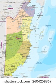 Detailed political map of Belize 