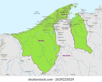 Detailed political map of Brunei