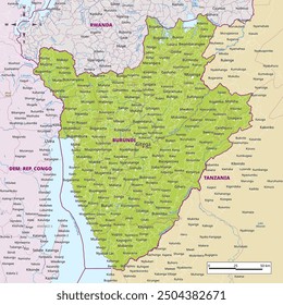 Detailed political map of Burundi