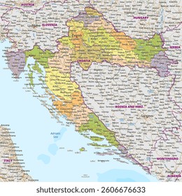 Detailed political map of Croatia