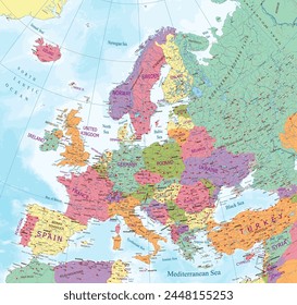 Detailed political map of Europe