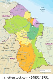 Detailed political map of Guyana