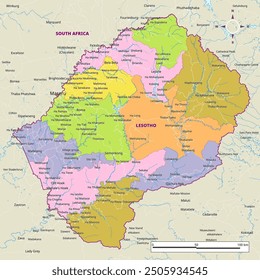 Detailed political map of Lesotho