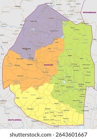 Mapa político detalhado de Suazilândia