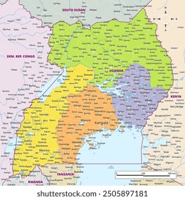 Detailed political map of Uganda