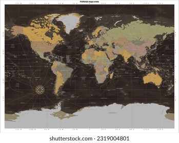 Mapa detallado del mundo político del eslovaco Proyección de Miller