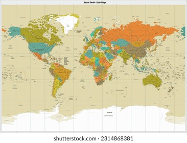 Detaillierte politische Weltkarte Türkische Sprache Miller Projektion