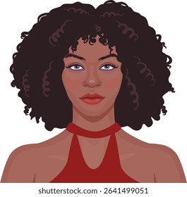Detailed portrait of young african woman. Attractive young female with stylish afro hair. Avatar for social media.