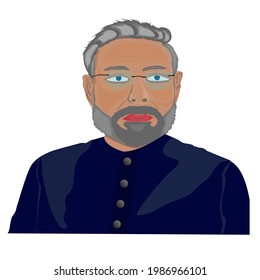 detailed potrait illustration of the prime minister of india mr.narendra modi .narendra modi potrait vector  drawing with specs,beard,moustache.indian political candidate namo.avatar of modiji.