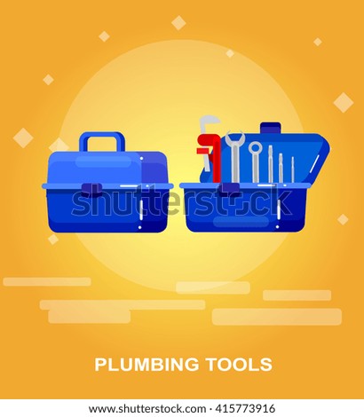 detailed proffesional plumbing tool. Concept banner servise