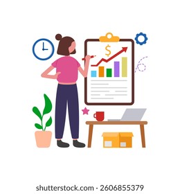 Detailed Project Progress Review Analysis Vector Illustration