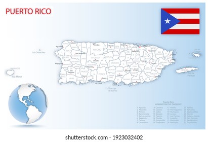 Detailed Puerto Rico Administrative Map Country Stock Vector (Royalty ...