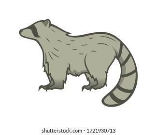 Detailed Raccoon with Standing Gesture Illustration