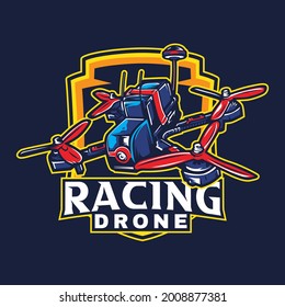 Detailed racing drone mascot concept logo