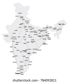 Detailed Railway Map Of The Main Routes Of India