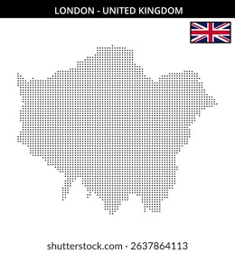 Detailed raster map highlighting London with dots