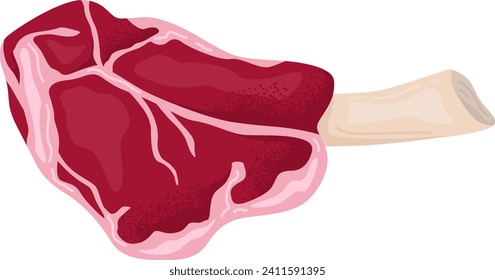 Detaillierte Rohsteak-Vektorgrafik. Realistisches Rindfleisch, nicht gekocht, mit Knochengrafik.