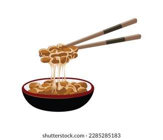 Detailed and Realistic a Bowl of Natto Illustration
