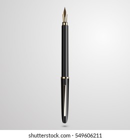 Detailed realistic fountain pen isolated on white background. Vector illustration.