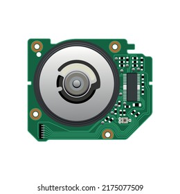 Un microcircuito y tablero detallado y realista. Equipamiento informático.
