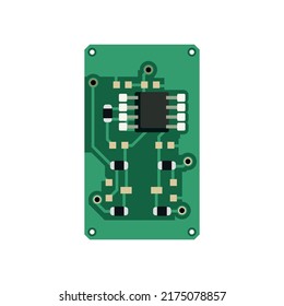Detailed realistic microcircuit and board. Computer equipment.
