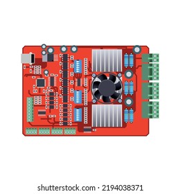 Detailed Realistic Microcircuit And Board. Computer Equipment.
