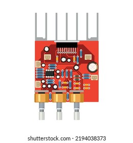 Detailed realistic microcircuit and board. Computer equipment.
