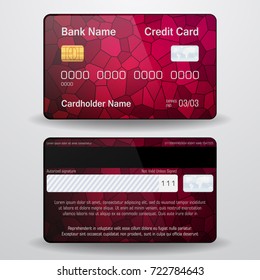 Detailed realistic vector credit card. Front and back side. Money, payment symbol