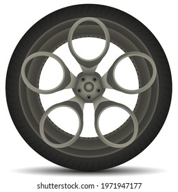 Detailed realistic wheels set for vehicle, transport, auto.