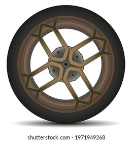 Detailed realistic wheels for vehicle, auto.