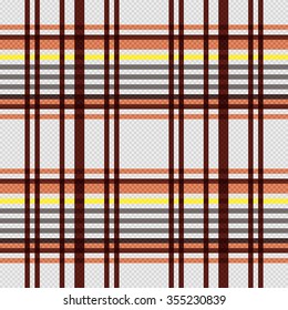 Detailed Rectangular seamless vector pattern as a tartan plaid mainly in beige, brown and yellow colors