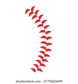 A detailed red baseball seam pattern isolated on a clean white background. Perfect for sports apparel design, equipment branding, team logos, and baseball themed art.