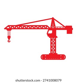 Detailed red crane illustration for construction and heavy industry use