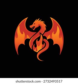 Dragón rojo detallado con diseño de llama
