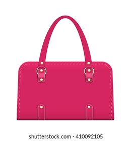 Detailed Red Female Handbag On A White Background. Isolated Vector Illustration.