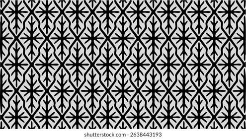Detailed repeating pattern with organic, drop-shaped motifs arranged in an elegant and symmetrical composition.
