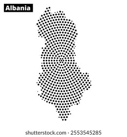 Detailed representation of Albania's geographical layout using a creative dot pattern style, emphasizing the country's shape.