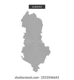 Detailed representation of Albania's geographical layout using a creative dot pattern style, emphasizing the country's shape.