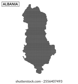 Detailed representation of Albania's geographical layout using a creative dot pattern style, emphasizing the country's shape.