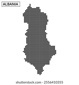 Detailed representation of Albania's geographical layout using a creative dot pattern style, emphasizing the country's shape.