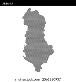 Detailed representation of Albania's geographical layout using a creative dot pattern style, emphasizing the country's shape.