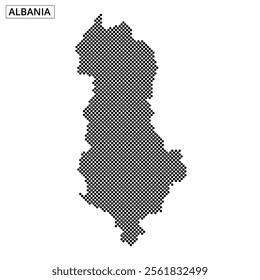 Detailed representation of Albania's geographical layout using a creative dot pattern style, emphasizing the country's shape.